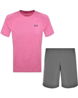 Under Armour Tech Textured Shorts Set - Pink