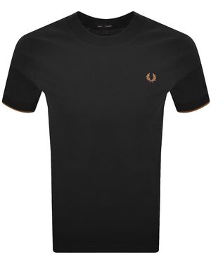Fred Perry Mesh Cuff T Shirt - Black