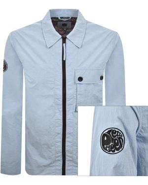 Pretty Green Heaton Zip Overshirt - Blue