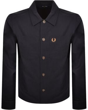 Fred Perry Brushed Twill Overshirt - Blue