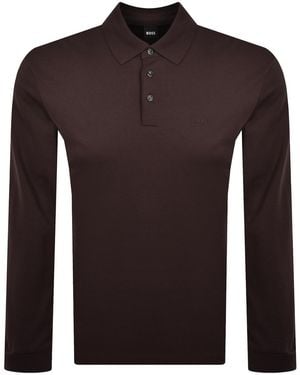 BOSS BUSINESS Boss Pado 30 Long Sleeved Polo T Shirt - Brown