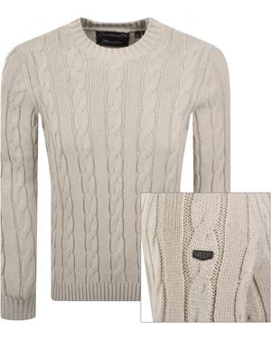 Superdry Jacob Cable Knit Sweater - Gray
