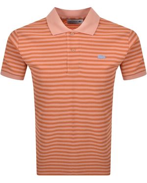 Lacoste Stripe Polo T Shirt Coral - Orange