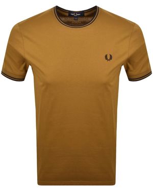 Fred Perry Twin Tipped T Shirt - Brown
