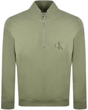 Calvin Klein Jeans Monologo Zip Sweatshirt - Green