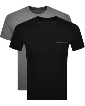 Armani Emporio 2 Pack Logo T Shirts - Black