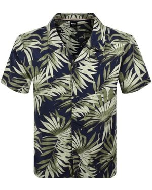 BOSS BUSINESS Boss Short Sleeve Beach Shirt - Green