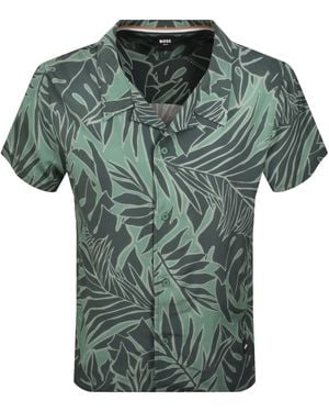 BOSS BUSINESS Boss Short Sleeve Beach Shirt - Green