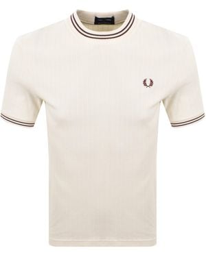 Fred Perry Ribbed Jersey T Shirt Ecru - Natural