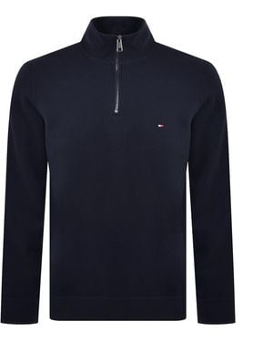 Tommy Hilfiger Quarter Zip Fleece Sweatshirt - Blue