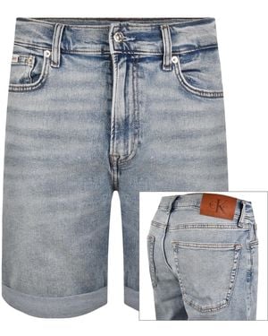 Calvin Klein Jeans Slim Fit Denim Shorts - Blue