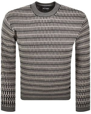 Armani Emporio Patterned Wool Jumper - Grey