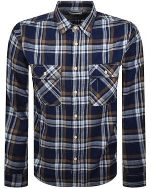Replay Long Sleeved Check Shirt - Blue