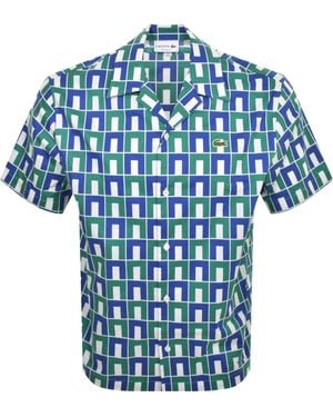 Lacoste Patterned Short Sleeved Shirt - Blue