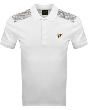 Lyle & Scott Check Panelled Polo T Shirt - White