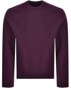 Fred Perry Saddle Sleeve Sweater - Purple