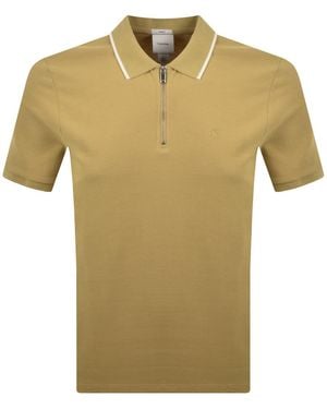 Calvin Klein Zip Pique Polo T Shirt - Green