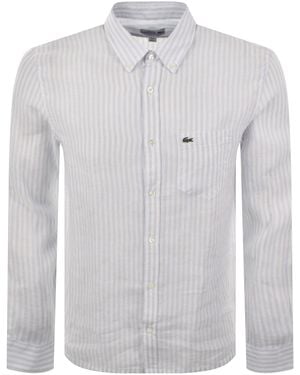 Lacoste Linen Striped Shirt - Grey