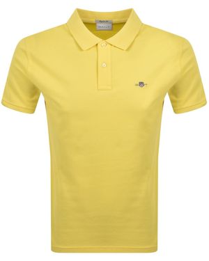 GANT Regular Fit Shield Pique Polo T Shirt - Yellow