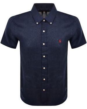 Ralph Lauren Linen Short Sleeve Shirt - Blue