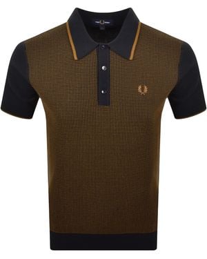 Fred Perry Waffle Knit Polo T Shirt - Green