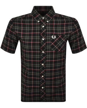 Fred Perry Short Sleeved Tartan Shirt - Black