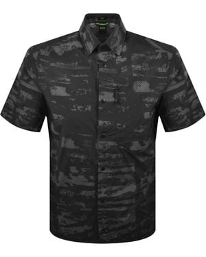 BOSS Boss Globe Print Short Sleeved Shirt - Black