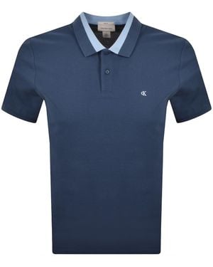 Calvin Klein Jeans Collar Block Pique Polo - Blue