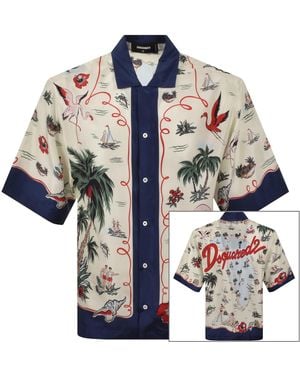 DSquared² Aloha Souvenir Shirt Off - Blue