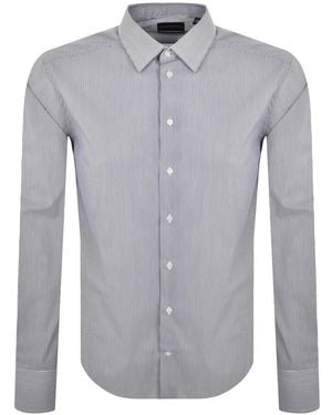 Armani Emporio Logo Long Sleeve Shirt - Gray