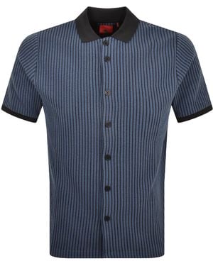 Luke 1977 Button Up Polo T Shirt - Blue