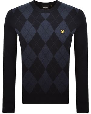 Lyle & Scott Argyle Knitted Sweater - Blue