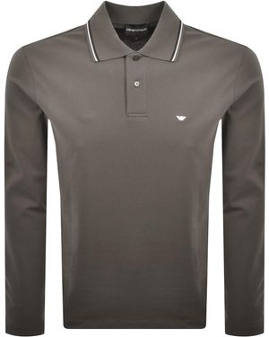 Armani Emporio Long Sleeved Polo T Shirt - Grey