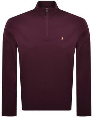 Ralph Lauren Quarter Zip Knit Jumper - Purple
