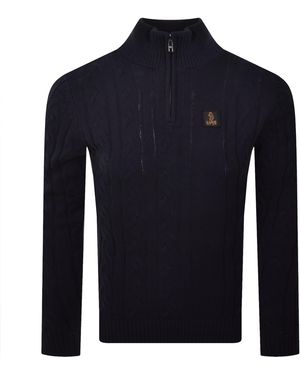 Luke 1977 Merton Funnel Knit Jumper - Blue