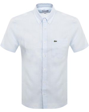 Lacoste Short Sleeved Linen Shirt - Blue