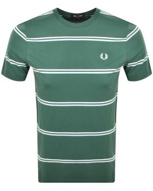 Fred Perry Fine Stripe T Shirt Sport - Green