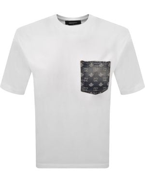 DSquared² Monogram Denim Pocket T Shirt - White