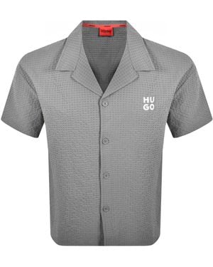 HUGO Chaffle Waffle Texture Shirt - Grey