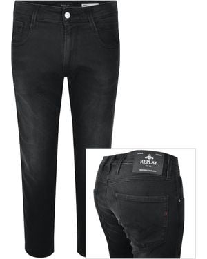 Replay Anbass Slim Fit Dark Wash Jeans - Black