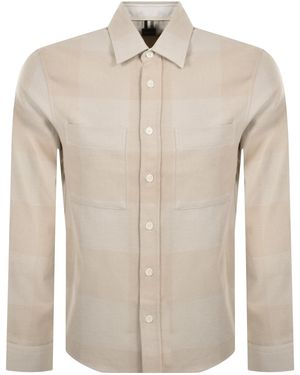 BOSS BUSINESS Cotton Check Overshirt Jacket - Natural