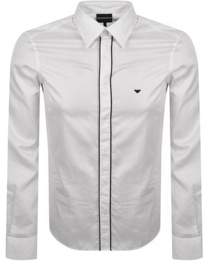 Armani Emporio Logo Long Sleeve Shirt Whote - Gray