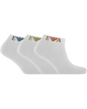 Armani Emporio 3 Pack Trainer Socks - White