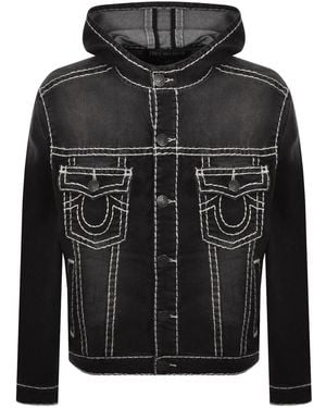 TRUE RELIGION Hooded Denim Jacket - Black