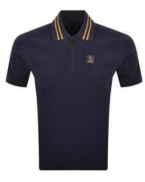Luke 1977 Throop Zip Polo T Shirt - Blue
