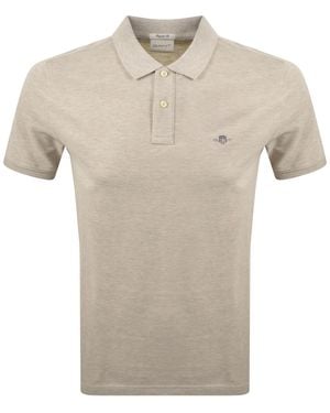 GANT Regular Fit Shield Pique Polo T Shirt - Natural