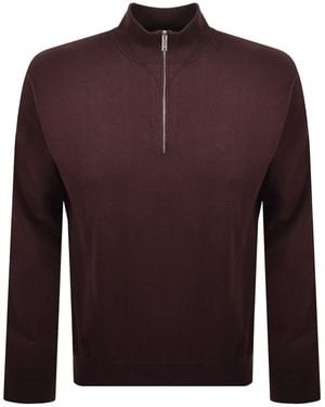 Calvin Klein Quarter Zip Jumper - Brown