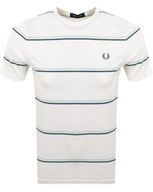 Fred Perry Fine Stripe T Shirt Snow - White