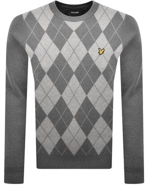 Lyle & Scott Argyle Knitted Sweater - Gray