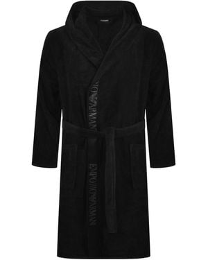 Armani Emporio Hooded Dressing Gown - Black